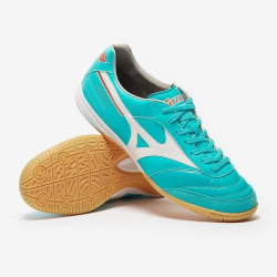 Sepatu Futsal Mizuno Morelia Sala Elite IN Blue Curacao Snow White  Q1GA2301-25