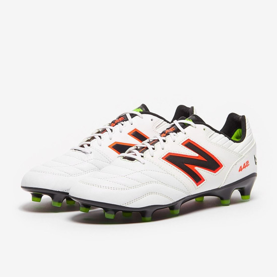 Sepatu Bola New Balance 442 V2 Pro FG White Black Dragonfly MS41FWD2