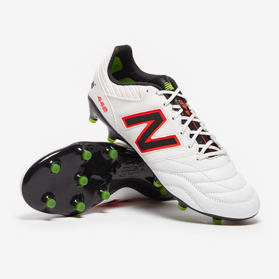 Sepatu Bola New Balance 442 V2 Pro FG White Black Dragonfly MS41FWD2