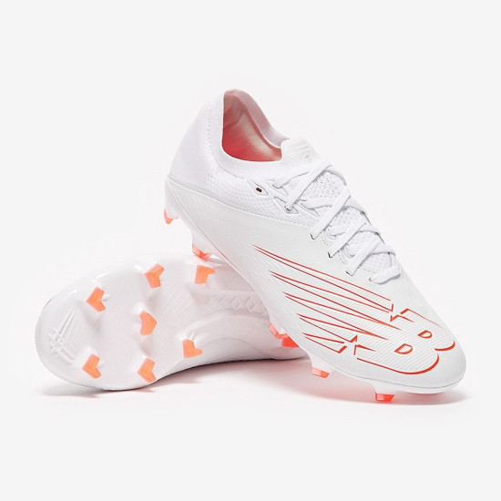 Sepatu Bola New Balance Furon V6+ Pro Leather FG White White Orange MSFKFW65