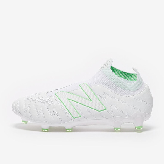 Sepatu Bola New Balance Tekela V3+ Pro Leather FG White White Green MSTKFW35