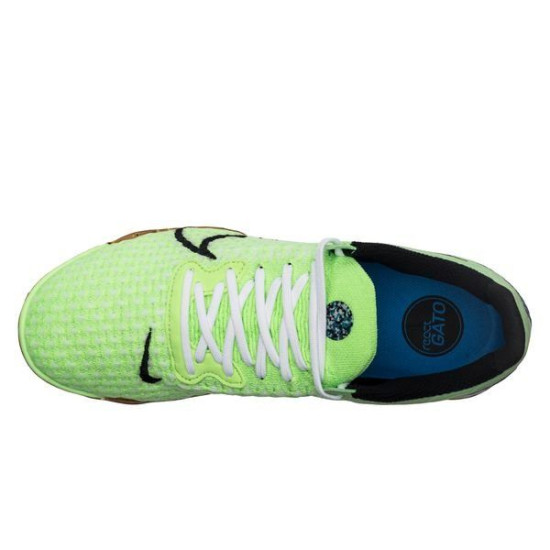 Sepatu Futsal Nike React Gato IC Lime Glow Black White Lite Photo Blue CT0550-343