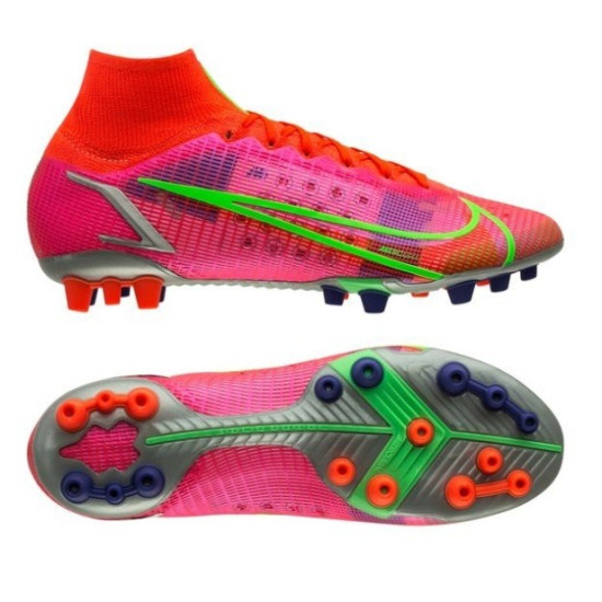 Sepatu Bola Nike Mercurial Superfly 8 Elite AG PRO Spectrum Bright Crimson Metallic Silver CV0956-600