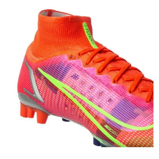 Sepatu Bola Nike Mercurial Superfly 8 Elite AG PRO Spectrum Bright Crimson Metallic Silver CV0956-600