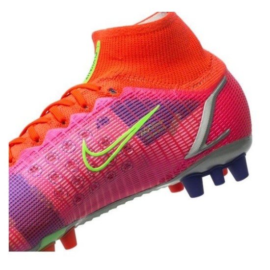 Sepatu Bola Nike Mercurial Superfly 8 Elite AG PRO Spectrum Bright Crimson Metallic Silver CV0956-600