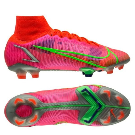 Sepatu Bola Nike Mercurial Superfly 8 Elite FG Spectrum Bright Crimson Metallic Silver CV0958-600