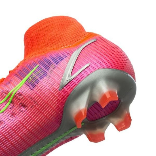 Sepatu Bola Nike Mercurial Superfly 8 Elite FG Spectrum Bright Crimson Metallic Silver CV0958-600