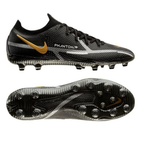 Sepatu Bola Nike Phantom GT 2 Elite AG PRO Shadow Black Metallic Dark Grey Metallic Gold DC0748-007