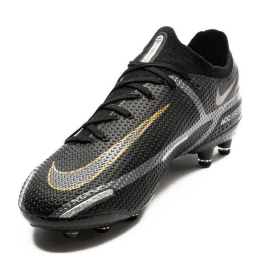 Sepatu Bola Nike Phantom GT 2 Elite AG PRO Shadow Black Metallic Dark Grey Metallic Gold DC0748-007