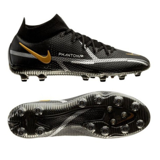 Sepatu Bola Nike Phantom GT 2 Elite DF AG PRO Shadow Black Metallic Dark Grey Metallic Gold DC0749-007