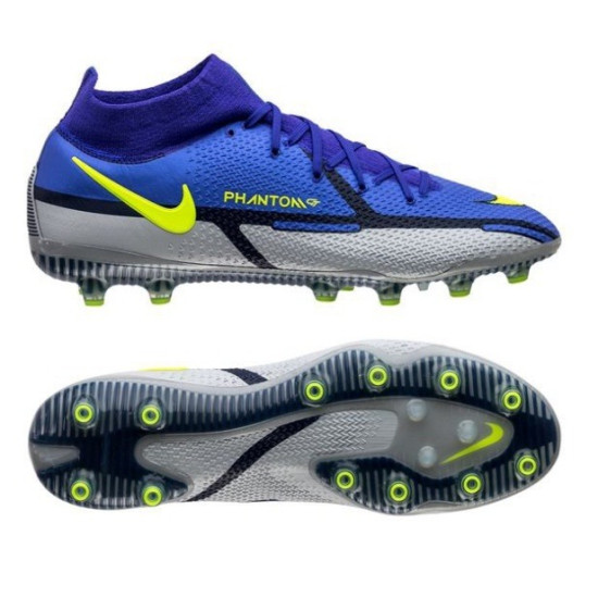 Sepatu Bola Nike Phantom GT 2 Elite DF AG PRO Recharge Sapphire Volt Grey Fog Blue Void DC0749-570