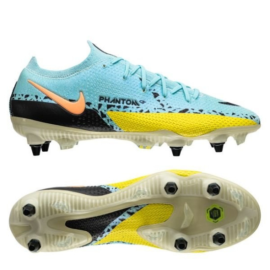 Sepatu Bola Nike Phantom GT 2 Elite SG PRO Anti Clog Lucent Glacier Ice Black Yellow Strike DC0753-407