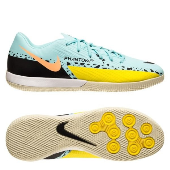 Sepatu Futsal Nike Phantom GT 2 Academy IC Lucent Glacier Ice Black Yellow Strike DC0765-407