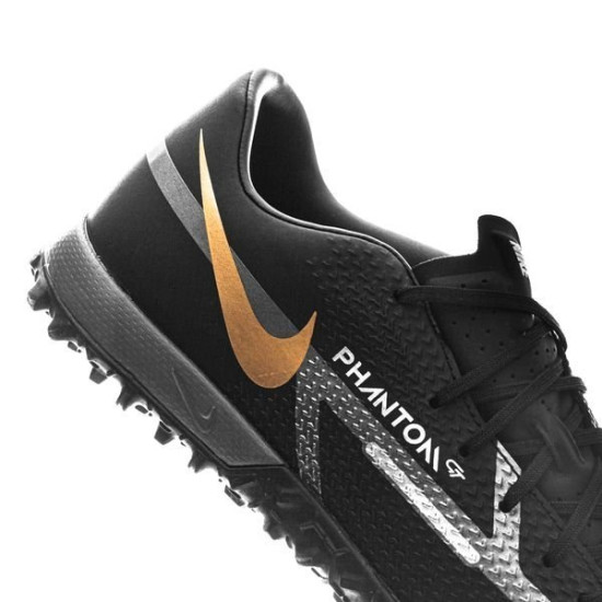 Sepatu Futsal Nike Phantom GT 2 Academy TF Shadow Black Metallic Dark Grey Metallic Gold DC0803-008