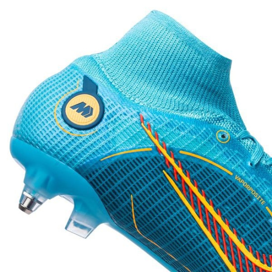 Sepatu Bola Nike Mercurial Superfly 8 Elite SG PRO Anti Clog Blueprint Chlorine Blue Laser Orange Marina DJ2840-484