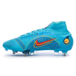 Sepatu Bola Nike Mercurial Superfly 8 Elite SG PRO Anti Clog Blueprint Chlorine Blue Laser Orange Marina DJ2840-484