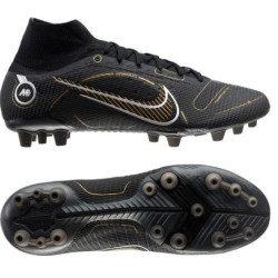 Sepatu Bola Nike Mercurial Superfly 8 Elite AG PRO Shadow Black Metallic Gold Metallic Silver DJ2841-007