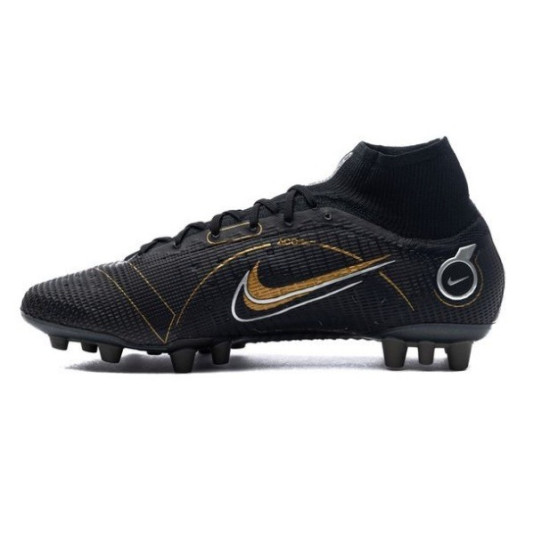 Sepatu Bola Nike Mercurial Superfly 8 Elite AG PRO Shadow Black Metallic Gold Metallic Silver DJ2841-007