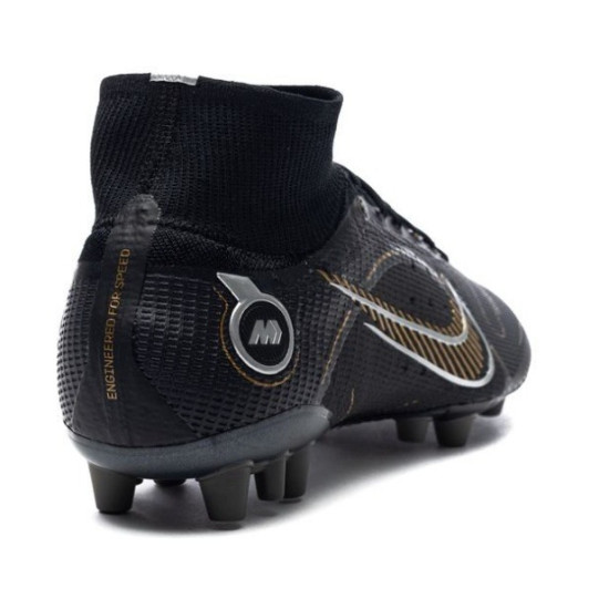 Sepatu Bola Nike Mercurial Superfly 8 Elite AG PRO Shadow Black Metallic Gold Metallic Silver DJ2841-007