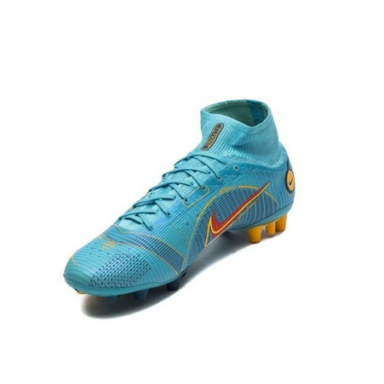 Sepatu Bola Nike Mercurial Superfly 8 Elite AG PRO Blueprint Chlorine Blue Laser Orange Marina DJ2841-484