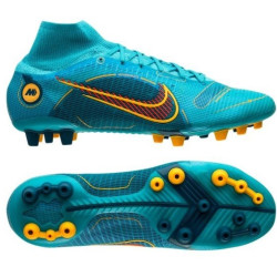 Sepatu Bola Nike Mercurial Superfly 8 Elite AG PRO Blueprint Chlorine Blue Laser Orange Marina DJ2841-484