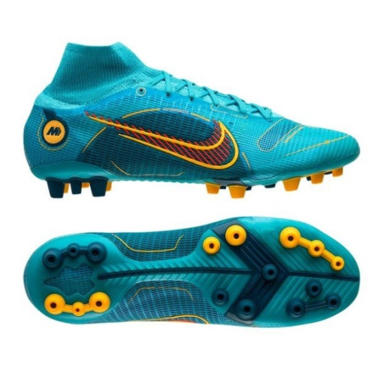 Sepatu Bola Nike Mercurial Superfly 8 Elite AG PRO Blueprint Chlorine Blue Laser Orange Marina DJ2841-484