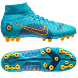 Sepatu Bola Nike Mercurial Superfly 8 Pro AG PRO Blueprint Chlorine Blue Laser Orange Marina DJ2844-484