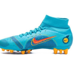 Sepatu Bola Nike Mercurial Superfly 8 Pro AG PRO Blueprint Chlorine Blue Laser Orange Marina DJ2844-484