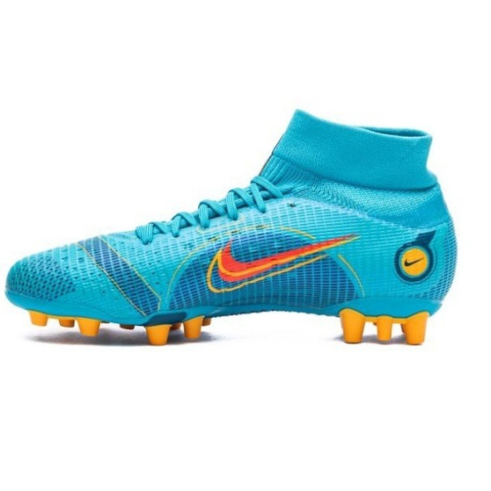 Sepatu Bola Nike Mercurial Superfly 8 Pro AG PRO Blueprint Chlorine Blue Laser Orange Marina DJ2844-484