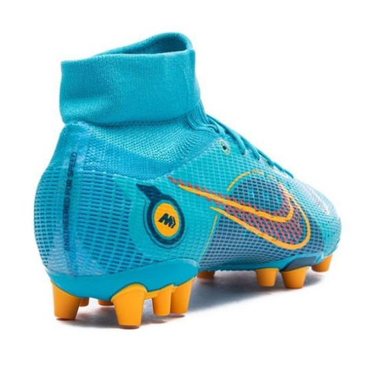 Sepatu Bola Nike Mercurial Superfly 8 Pro AG PRO Blueprint Chlorine Blue Laser Orange Marina DJ2844-484