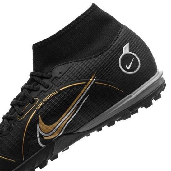 Sepatu Futsal Nike Mercurial Superfly 8 Academy TF Shadow Black Metallic Gold Metallic Silver DJ2878-007