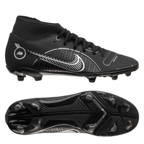 Sepatu Bola Nike Mercurial Superfly 8 Club MG Shadow Black Metallic Silver Medium Ash DJ2904-007