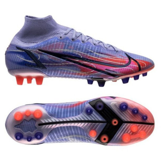 Sepatu Bola Nike Mercurial Superfly 8 Elite AG PRO KM Flames Light Thistle Metallic Silver DJ3973-506