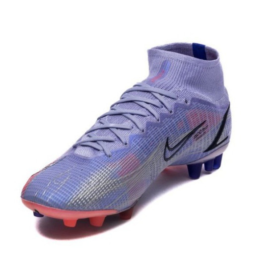 Sepatu Bola Nike Mercurial Superfly 8 Elite AG PRO KM Flames Light Thistle Metallic Silver DJ3973-506