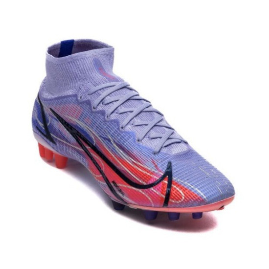 Sepatu Bola Nike Mercurial Superfly 8 Elite AG PRO KM Flames Light Thistle Metallic Silver DJ3973-506