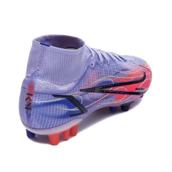 Sepatu Bola Nike Mercurial Superfly 8 Elite AG PRO KM Flames Light Thistle Metallic Silver DJ3973-506