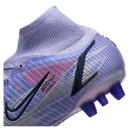 Sepatu Bola Nike Mercurial Superfly 8 Elite AG PRO KM Flames Light Thistle Metallic Silver DJ3973-506