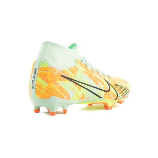 Sepatu Bola Nike Air Zoom Mercurial Superfly 9 Academy MG Bonded Mint Foam Blackened Blue Total Orange DJ5625-343