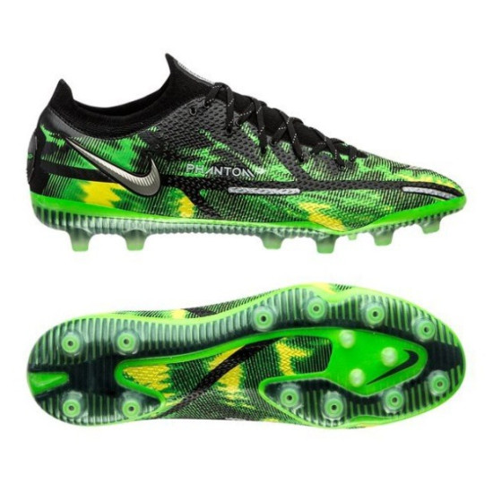 Sepatu Bola Nike Phantom GT 2 Elite AG PRO Shockwave Black Metallic Platinum Green Strike DM0729-003