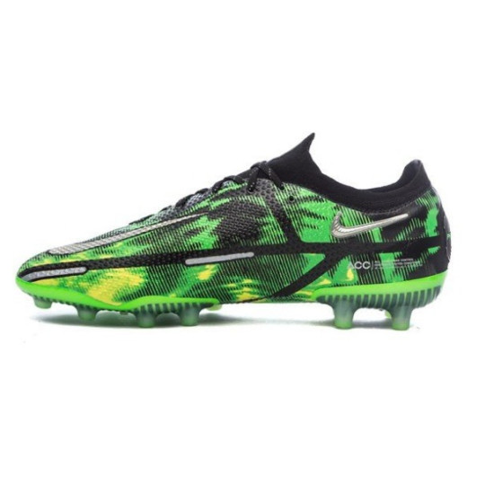 Sepatu Bola Nike Phantom GT 2 Elite AG PRO Shockwave Black Metallic Platinum Green Strike DM0729-003