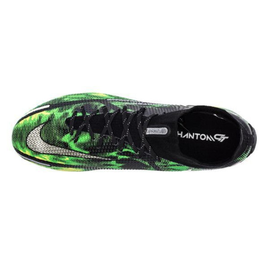 Sepatu Bola Nike Phantom GT 2 Elite DF FG Shockwave Black Metallic Platinum Green Strike DM0731-003