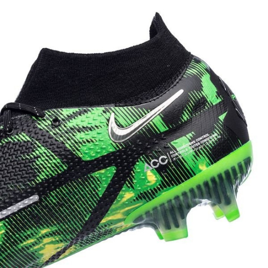 Sepatu Bola Nike Phantom GT 2 Elite DF FG Shockwave Black Metallic Platinum Green Strike DM0731-003