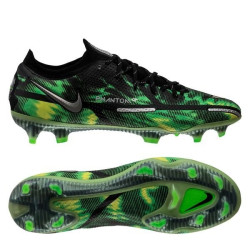 Sepatu Bola Nike Phantom GT 2 Elite FG Shockwave Black Metallic Platinum Green Strike DM0732-003