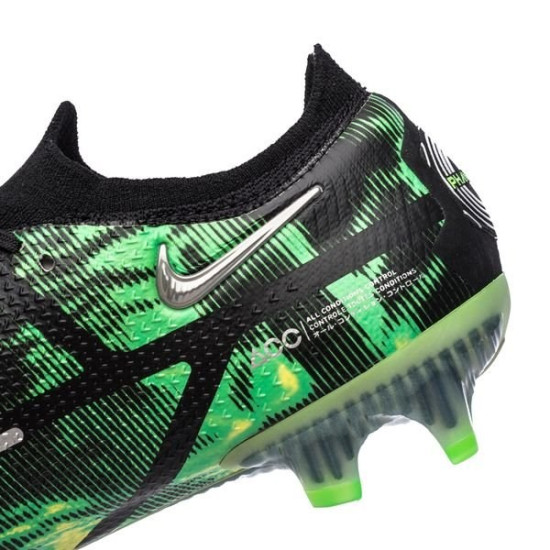 Sepatu Bola Nike Phantom GT 2 Elite FG Shockwave Black Metallic Platinum Green Strike DM0732-003