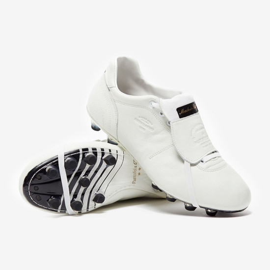 Sepatu Bola Pantofola dOro Lazzarini Tongue FG Made in Italy Whiteout PS2301-02C