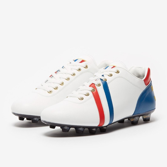 Sepatu Bola Pantofola dOro Lazzarini FG Made in Italy x France Edition White Blue Red PSWC01-02CX_FR