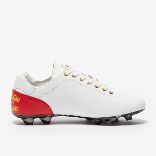 Sepatu Bola Pantofola dOro Lazzarini FG Made in Italy x Japan Edition White Red PSWC01-02CX_JP