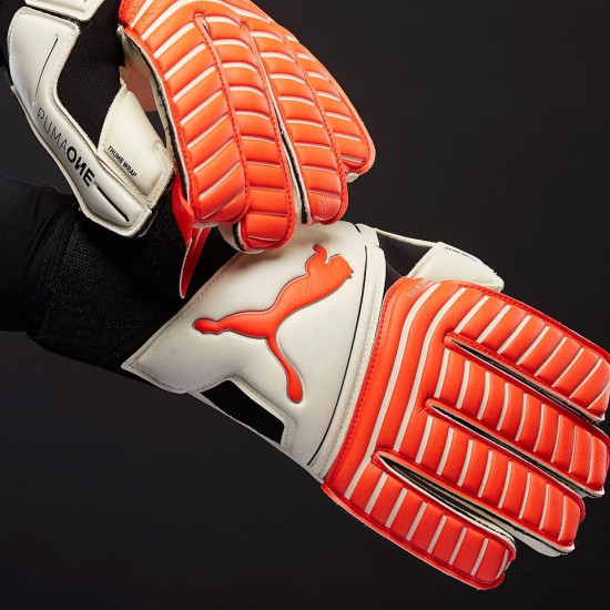 Sarung Tangan Kiper Puma One Grip 17.2 IC Puma White Red Blast Puma Black Silver 04133221