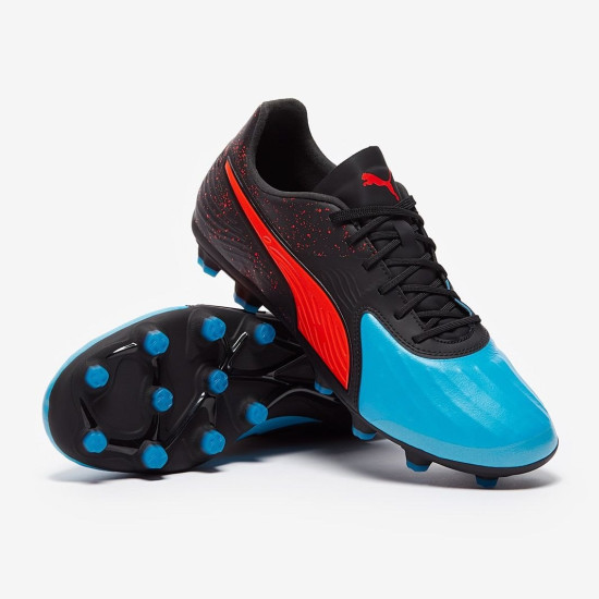 Sepatu Bola Puma One 19.2 CC FG Black Blue Red 105485-01