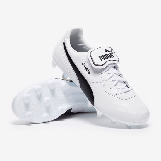 Sepatu Bola Puma King Top FG White Black 10560702